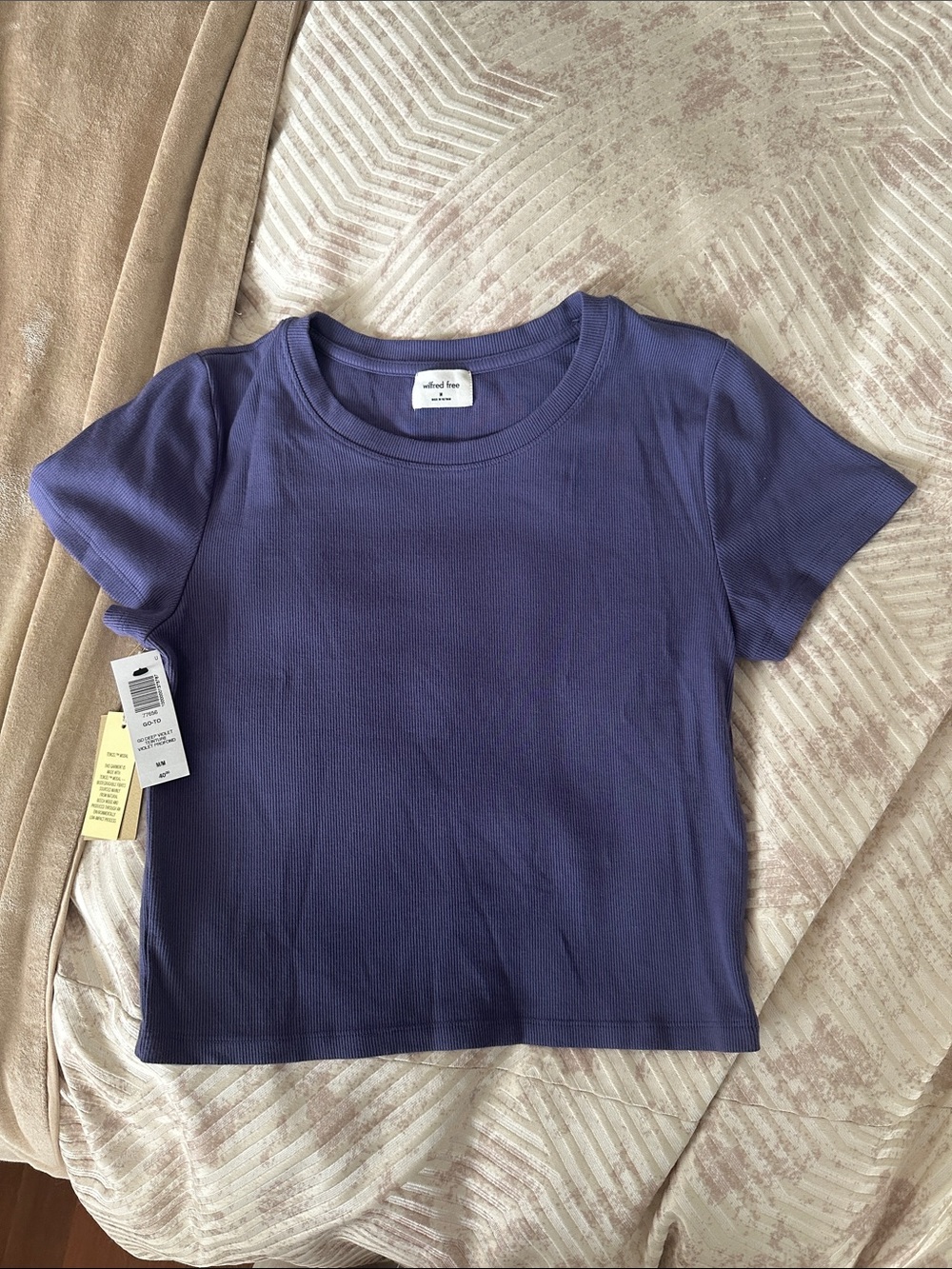 Aritzia Purple Short-Sleeve Ribbed Crew Tee